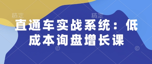 直通车实战系统：低成本询盘增长课，让个人通过技能实现升职加薪，让企业低成本获客，订单源源不断-启程资源站