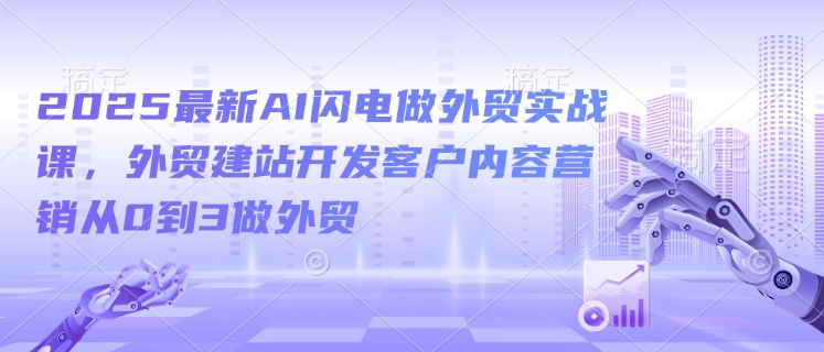 2025最新AI闪电做外贸实战课，外贸建站开发客户内容营销从0到3做外贸-启程资源站