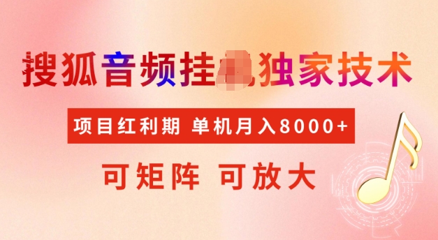 首发搜狐音频挂JI，项目红利期，可矩阵可放大，稳定月入5k【揭秘】-启程资源站