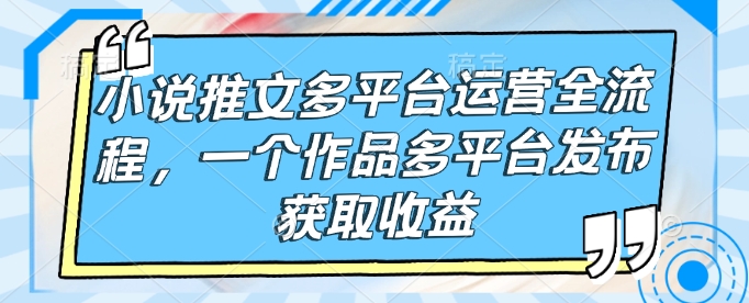 小说推文多平台运营全流程，一个作品多平台发布获取收益-启程资源站