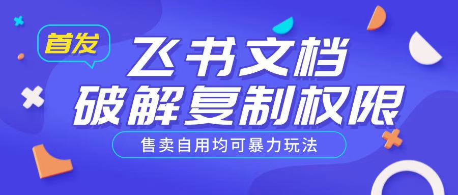 首发飞书文档破解复制权限，售卖自用均可暴力玩法-启程资源站