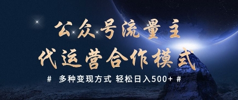 公众号流量主代运营  多种变现方式 轻松日入5张【揭秘】-启程资源站