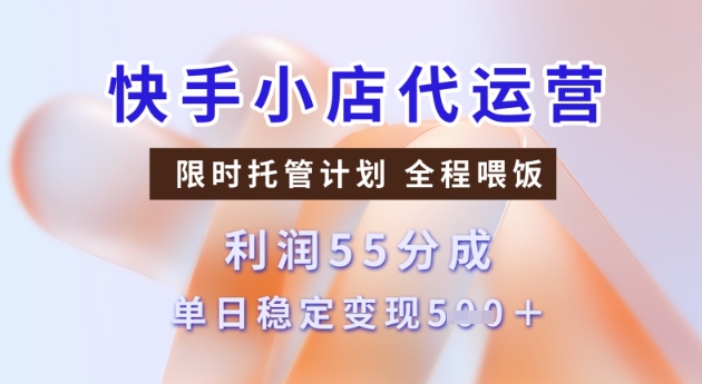 快手小店代运营3.0，模式新升级，收益55分，稳定单日5张【揭秘】-启程资源站