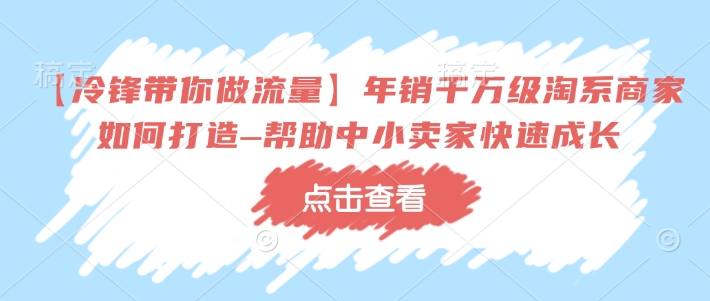 【冷锋带你做流量】年销千万级淘系商家如何打造–帮助中小卖家快速成长-启程资源站