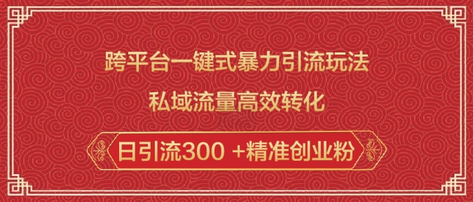 跨平台一键式暴力引流玩法，私域流量高效转化日引流300 +精准创业粉-启程资源站