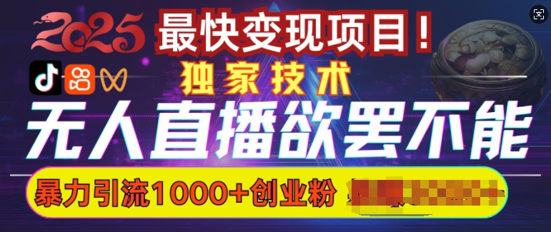 欲罢不能的无人直播引流，超暴力日引流1000+高质量精准创业粉-启程资源站